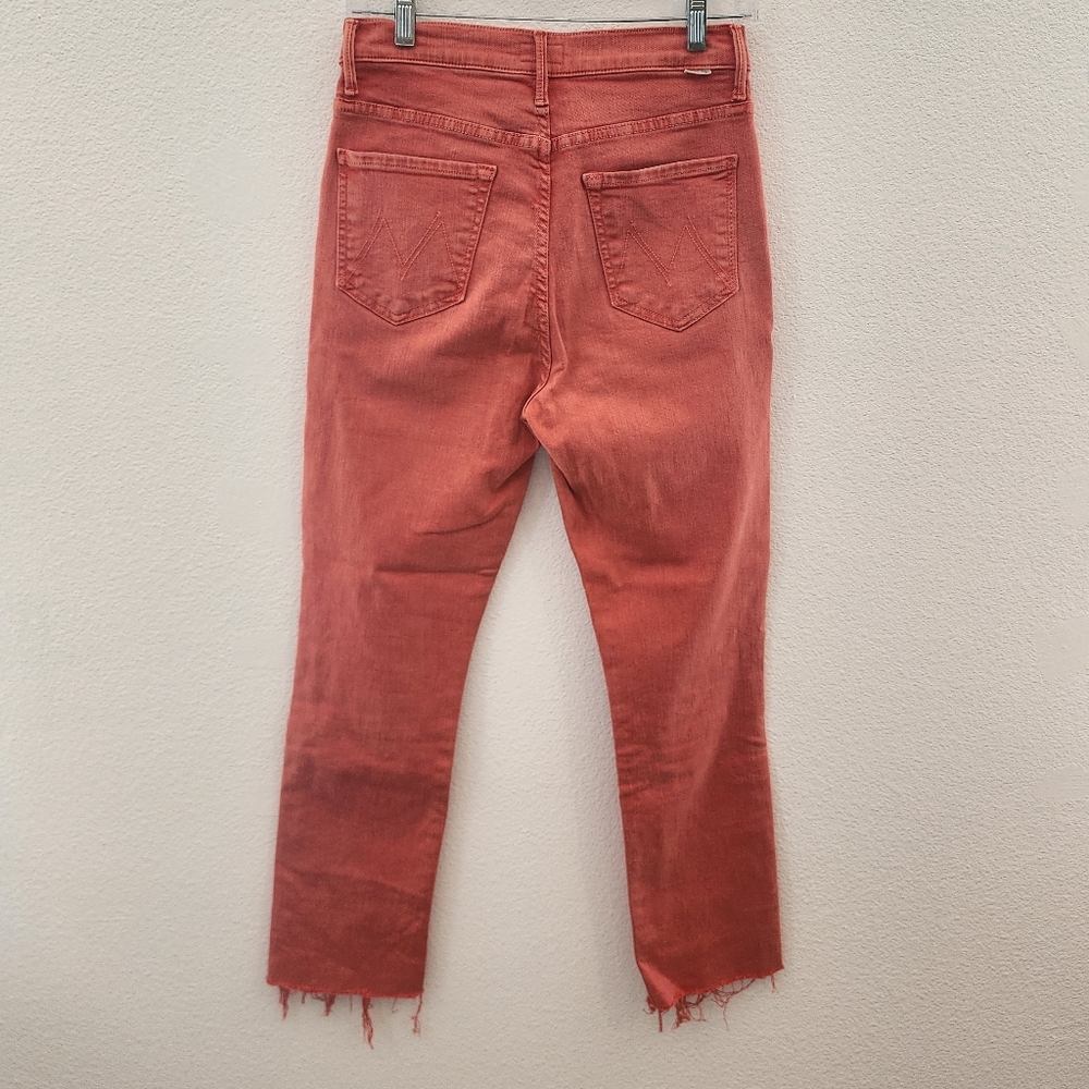 MOTHER The Swooner Rascal Ankle Fray Jeans In Come Out And Play Coral Sz 27 - Picture 4 of 6